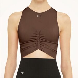 NWT! Wolford Women's Brown Ruched Crop Top, Size S